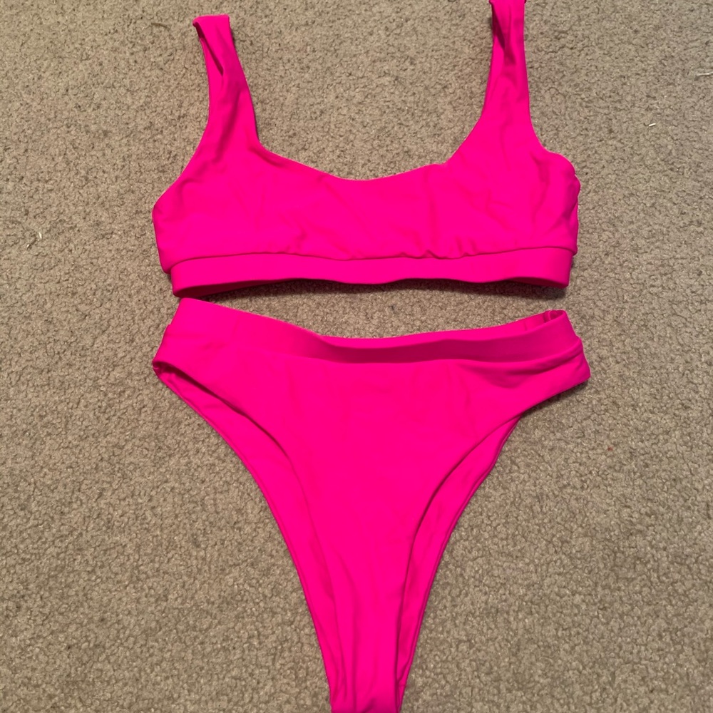 Neon pink bikini